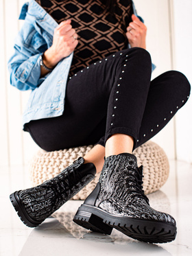 Black Printed Work Boots