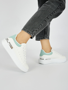 White Sneakers with a Green Accent