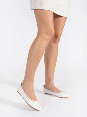 White Patent Ballet Flats with Bow