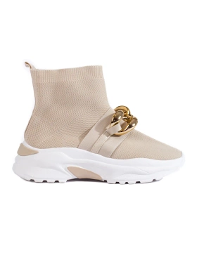 Beige Sock-Style Sneakers