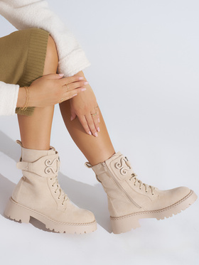 Beige Suede Ankle Boots