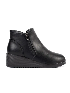 Cozy Black Wedge Ankle Boots