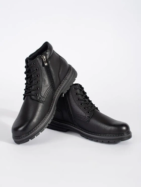 Lace-Up Black Ankle Boots with Cozy Lining