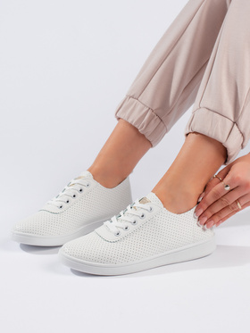 White Lace-Up Casual Shoes