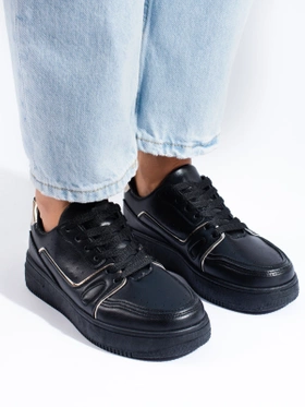 Black platform sneakers