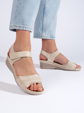 Beige Sandals with Velcro Strap