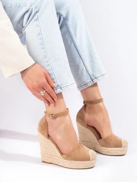 Stylish Beige Wedge Espadrilles