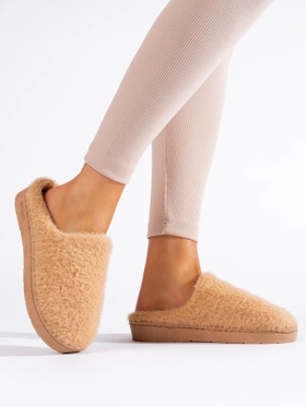 Cozy Furry Slip-On Slippers in Brown