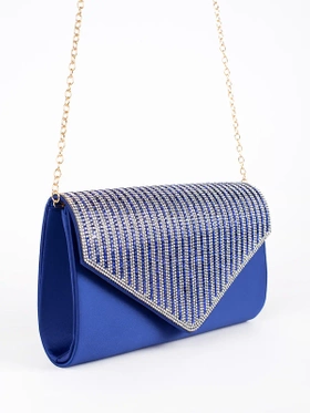 Blue Crystal-Embellished Mini Clutch Bag