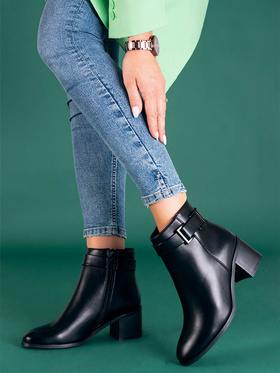 Classic Black Ankle Boots with Low Block Heel