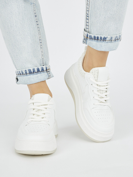 Women's white chunky sole sneakers