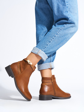 Warm Walnut Ankle Boots with Low Heel