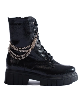 Black Ankle Boots with Chains by Sokolski