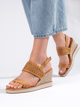 Charming Brown Wedge Sandals