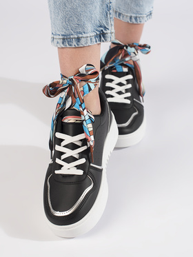 Black Ribbon Lace Sneakers