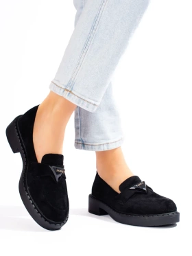 Black Suede Slip-On Loafers by Potocki