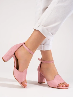 Pink Block Heel Sandals by W. Potocki