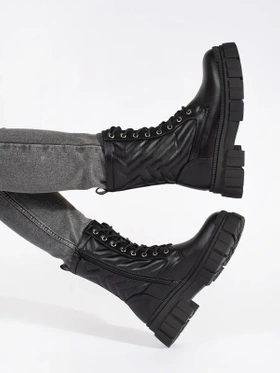 Quilted Black Ankle Boots