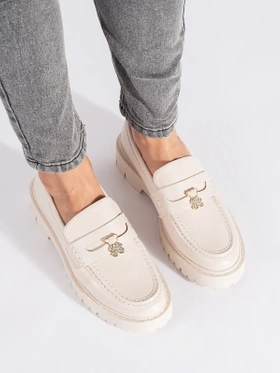 Beige Platform Loafers