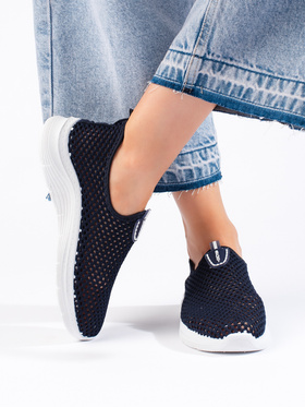 Effortless Navy Lace Slip-On Sneakers