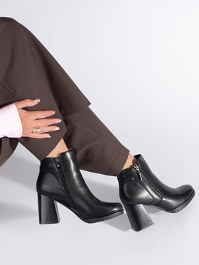 Sergio Leone Black Block Heel Ankle Boots