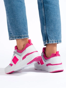 White and Pink Athletic Shoes