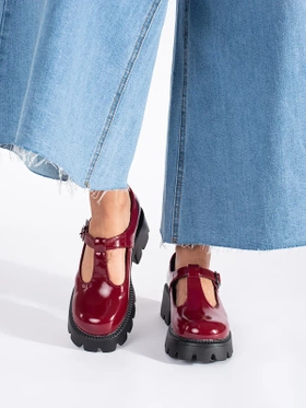 Glossy Burgundy Platform Loafers