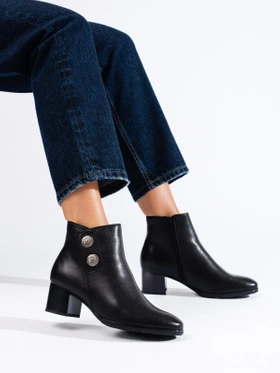 Classic Black Block Heel Ankle Boots