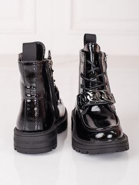 Lace-Up Black Ankle Boots