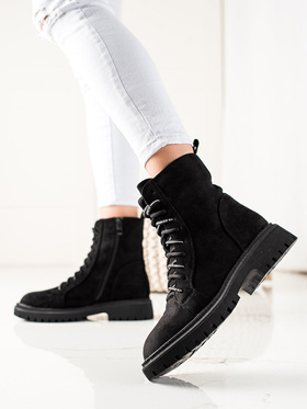 Trendy Black Lace-Up Boots