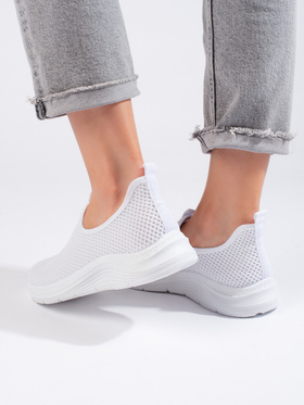 White Fabric Sneakers