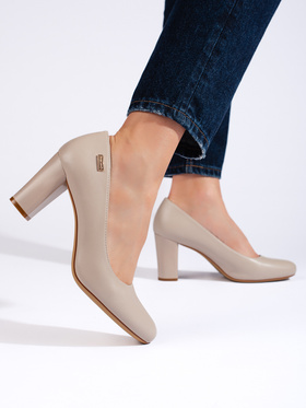 Comfy Grey Block Heels by Sergio Leone