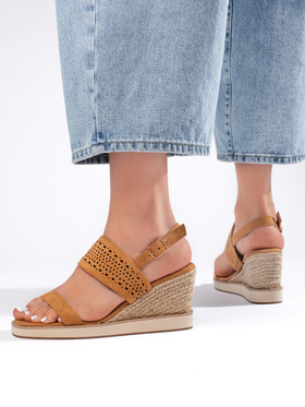 Charming Brown Wedge Sandals