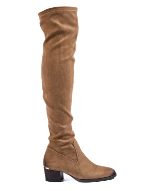 Beige Suede Over-the-Knee Boots by Vinceza