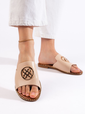 Beige Flat Slip-On Sandals