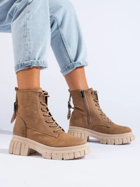 T.Sokolski Beige Suede Platform Boots