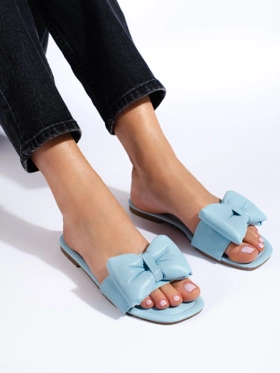 Blue Bow Slide Sandals