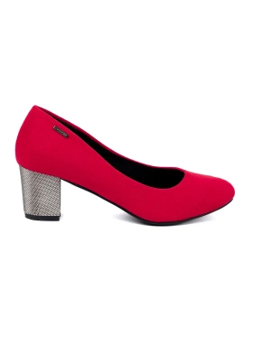 Red Women's Pumps on a Silver Column Heel