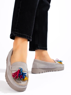 Potocki Gray Suede Tassel Loafers - Boho Chic