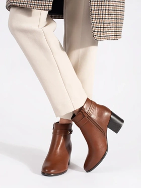 Warm Brown Ankle Boots with a Block Heel by Sergio Leone