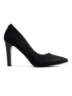 Suede Black Heeled Pumps