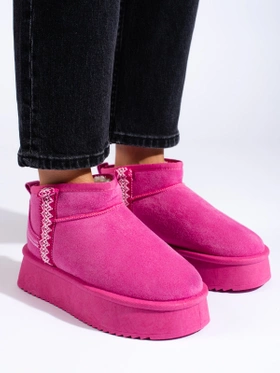 Pink Suede Platform Snow Boots