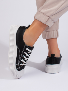 Black Eco-Leather Sneakers