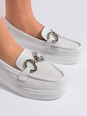 White Lace Detail Loafers