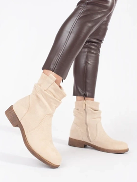 Beige Western Ankle Boots