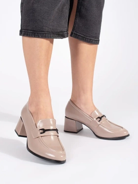 Beige Heeled Loafers