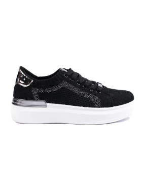 Black Platform Textile Sneakers