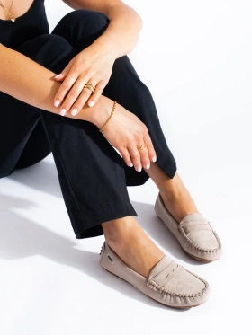 Suede Flexible Beige Loafers