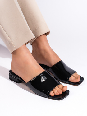 Classic Black Heeled Slides