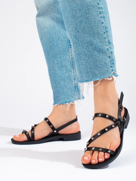 Potocki Studded Black Gladiator Sandals